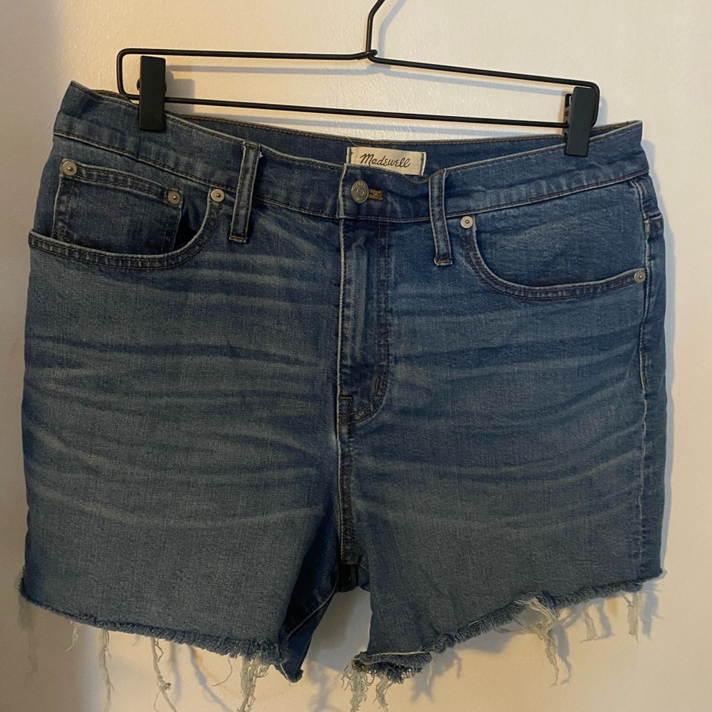 Madewell Blue Jean Shorts with Frayed Hem